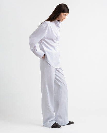 Relaxed silk and cotton striped pants
