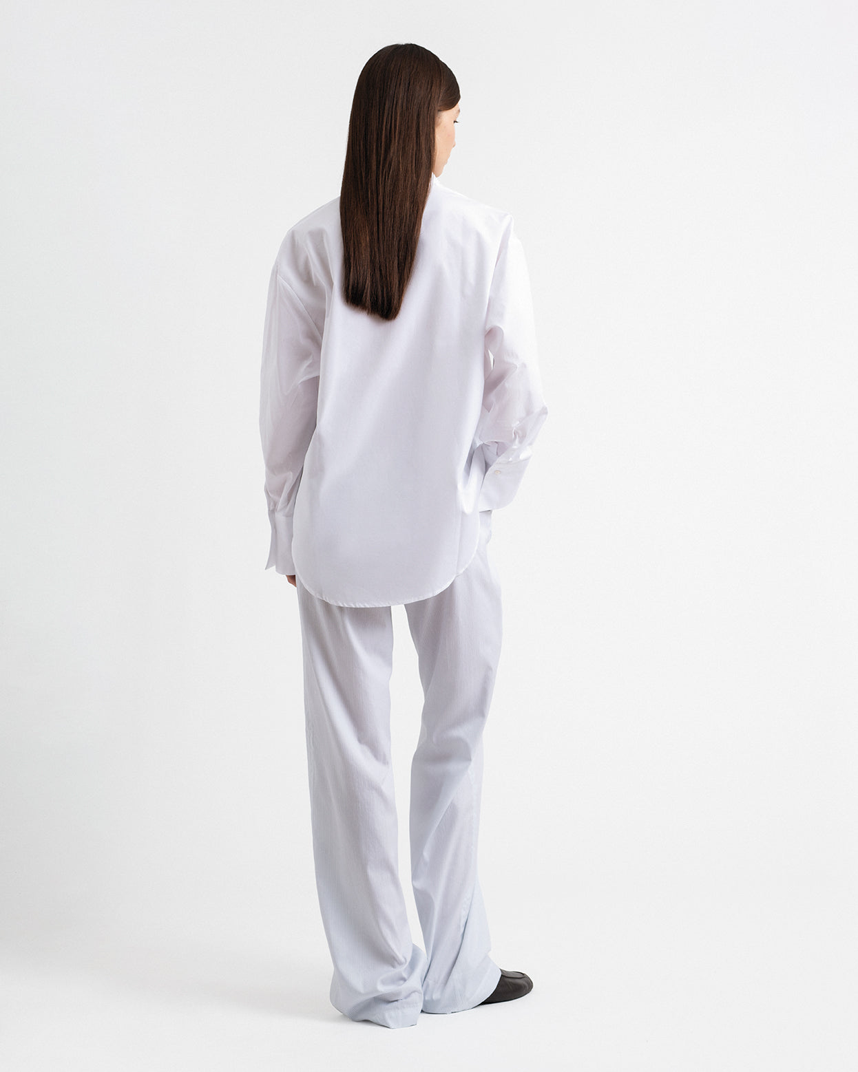 Relaxed silk and cotton striped pants