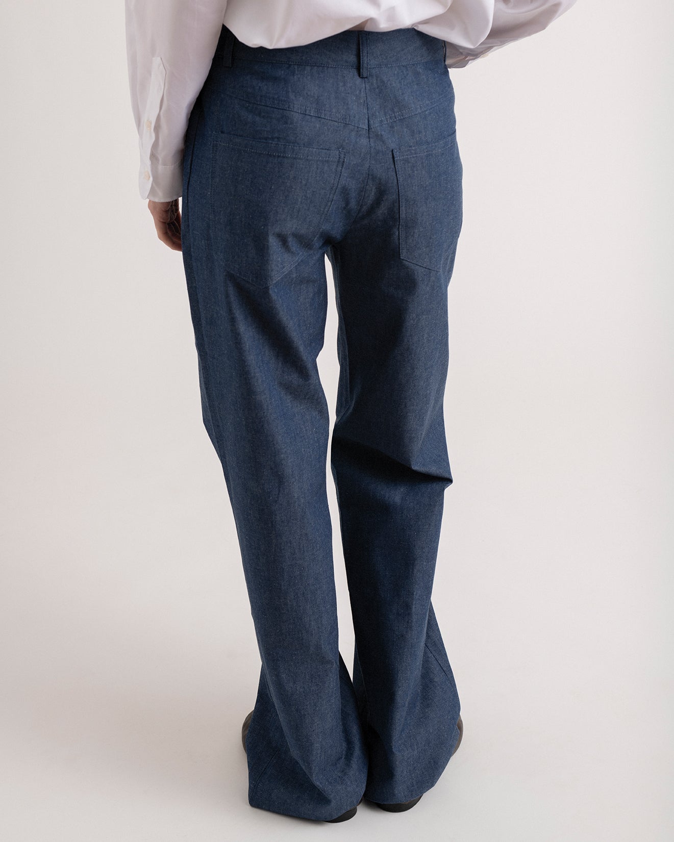 Chambray cotton five pocket pants