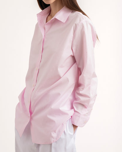 Straight shirt in pale pink popeline