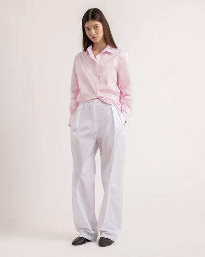 Straight shirt in pale pink popeline