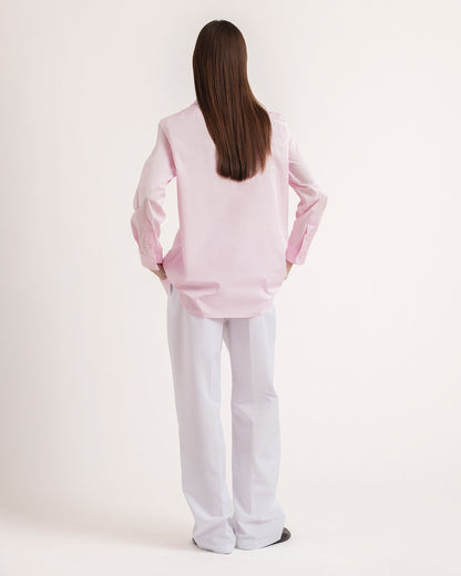 Straight shirt in pale pink popeline