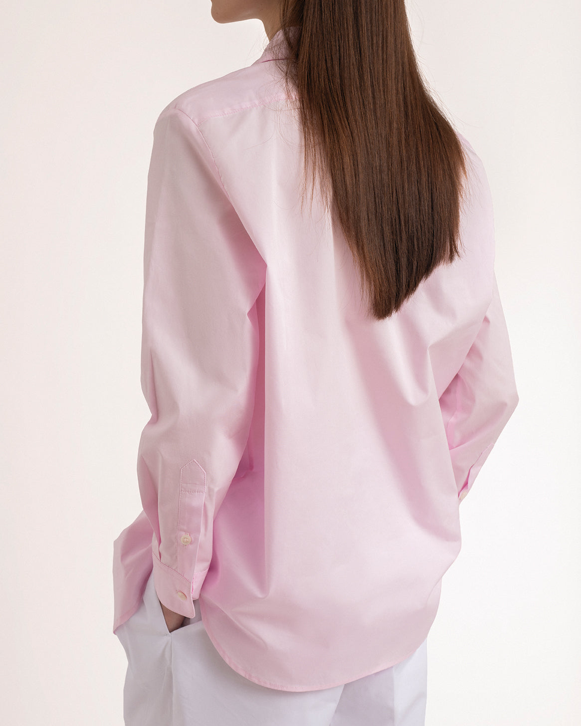 Straight shirt in pale pink popeline