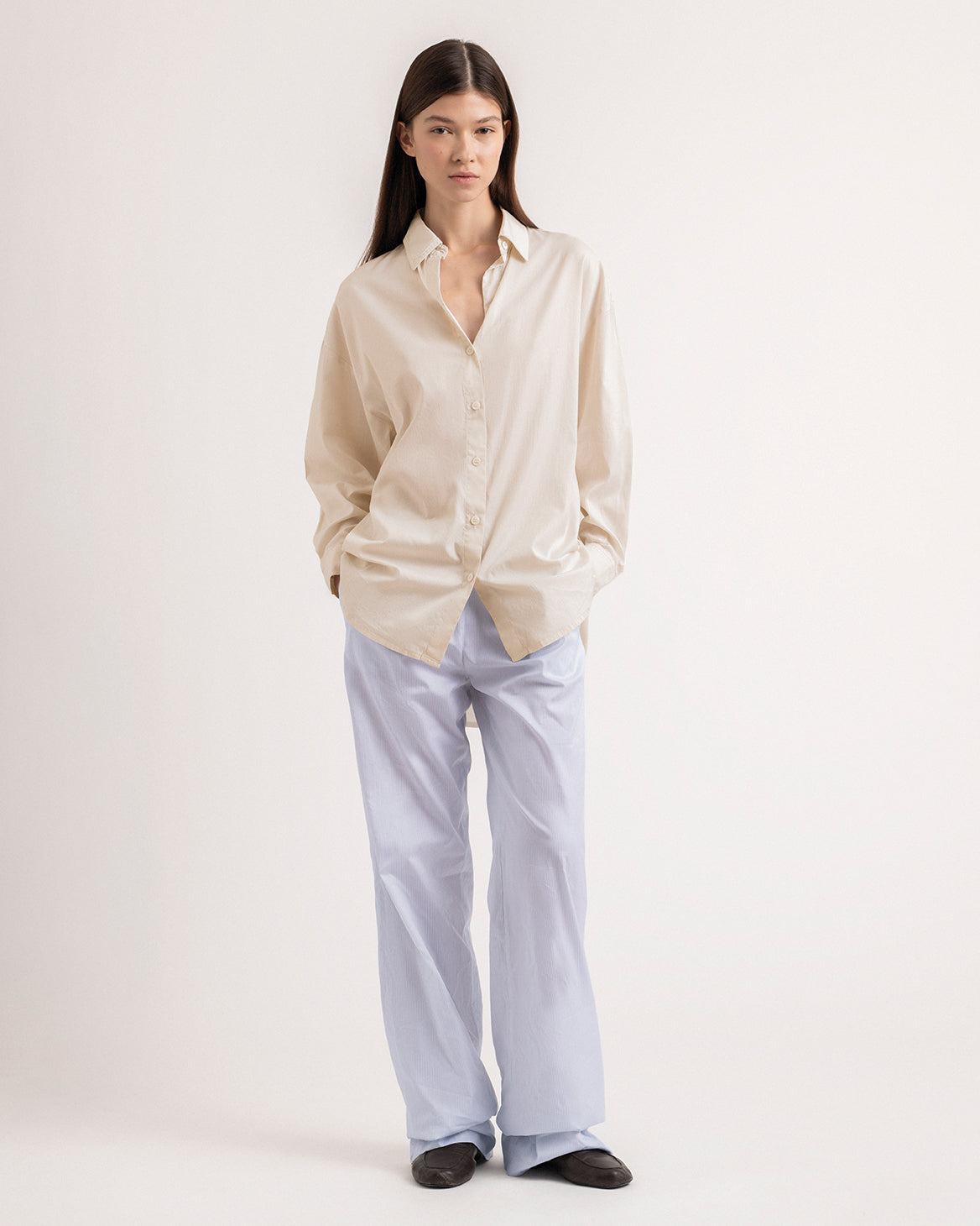 Oversized silk and cotton shirt