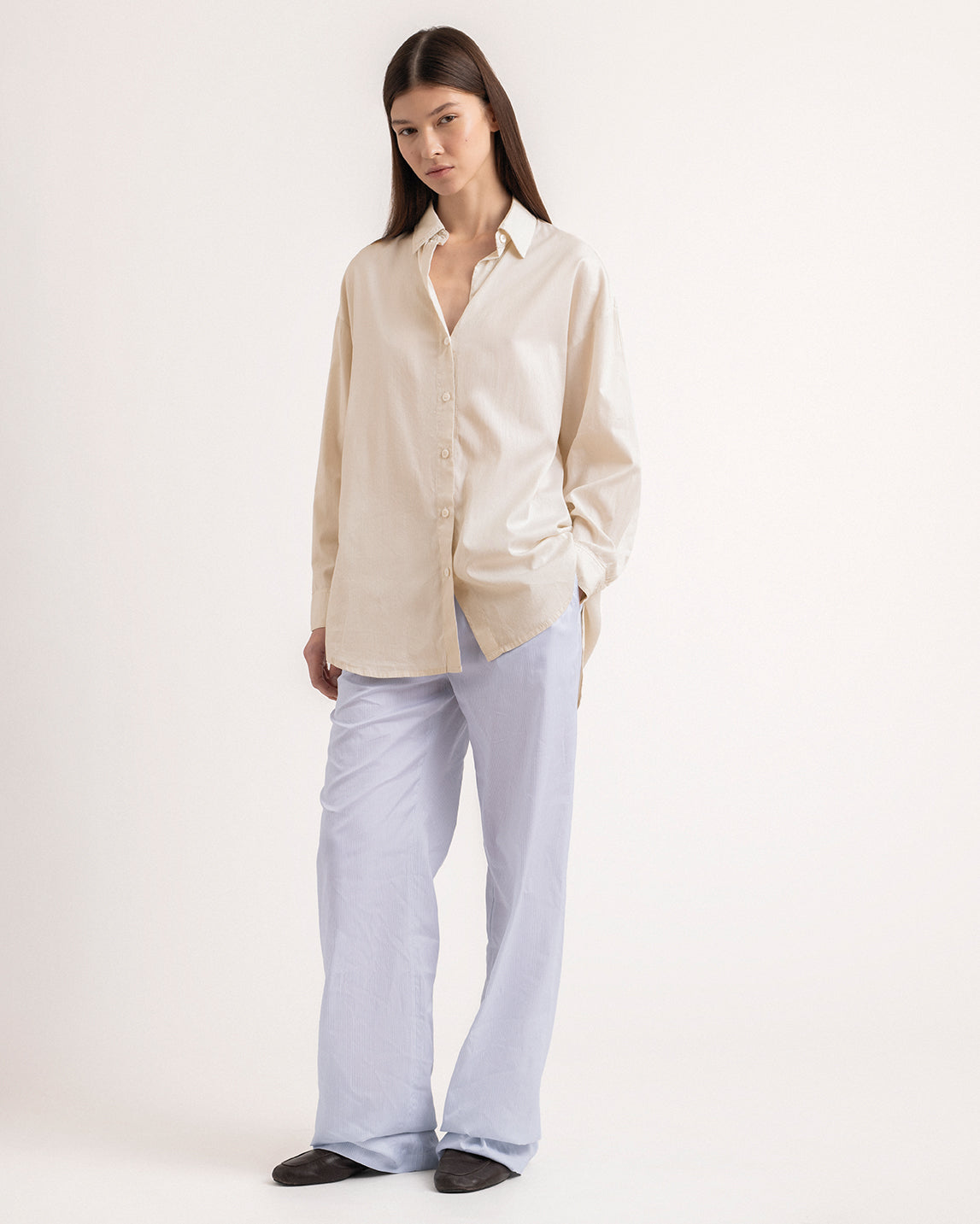 Oversized silk and cotton shirt
