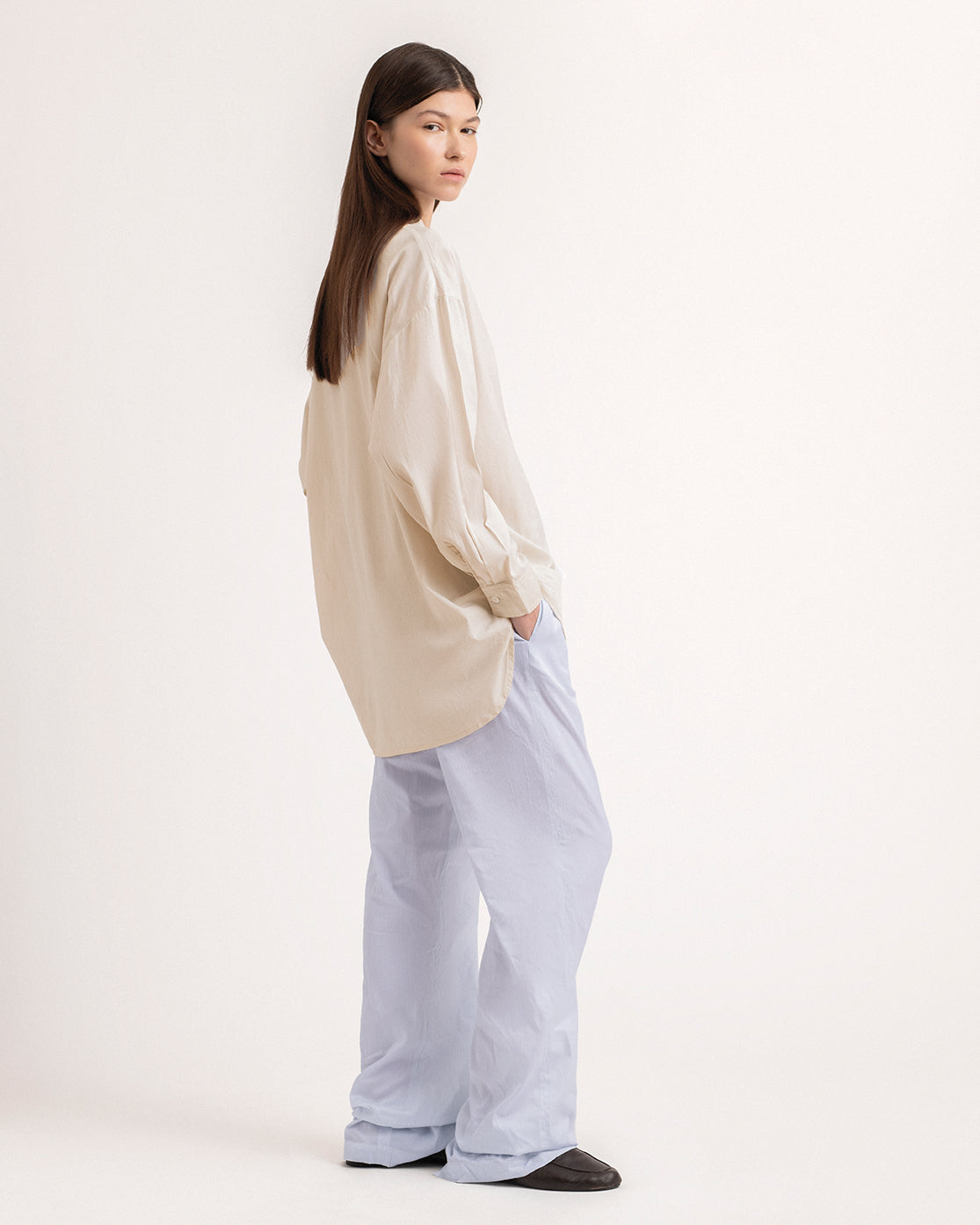 Oversized silk and cotton shirt