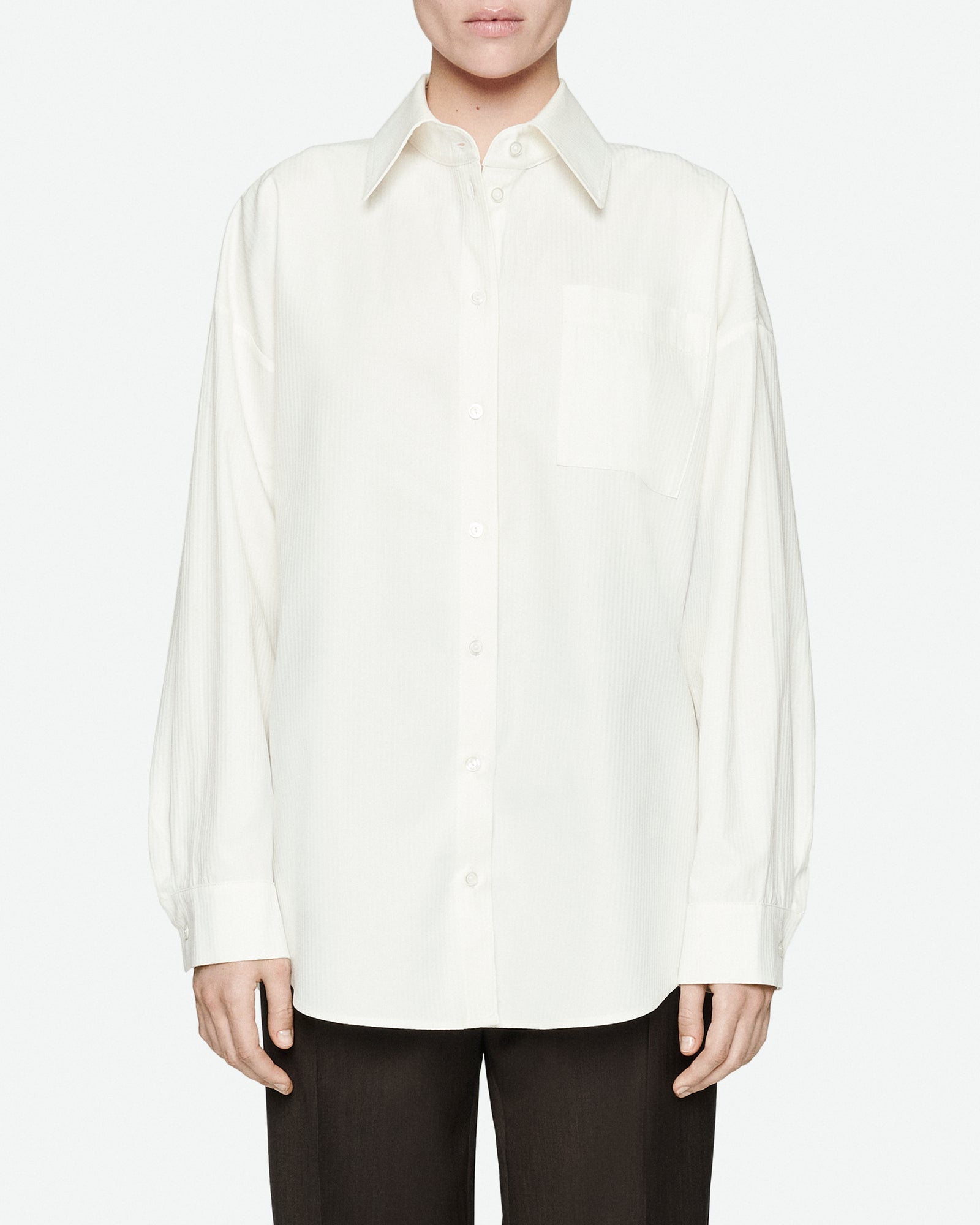 White popeline herringbone shirt