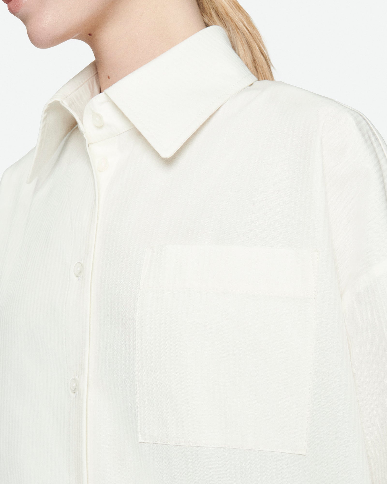 White popeline herringbone shirt