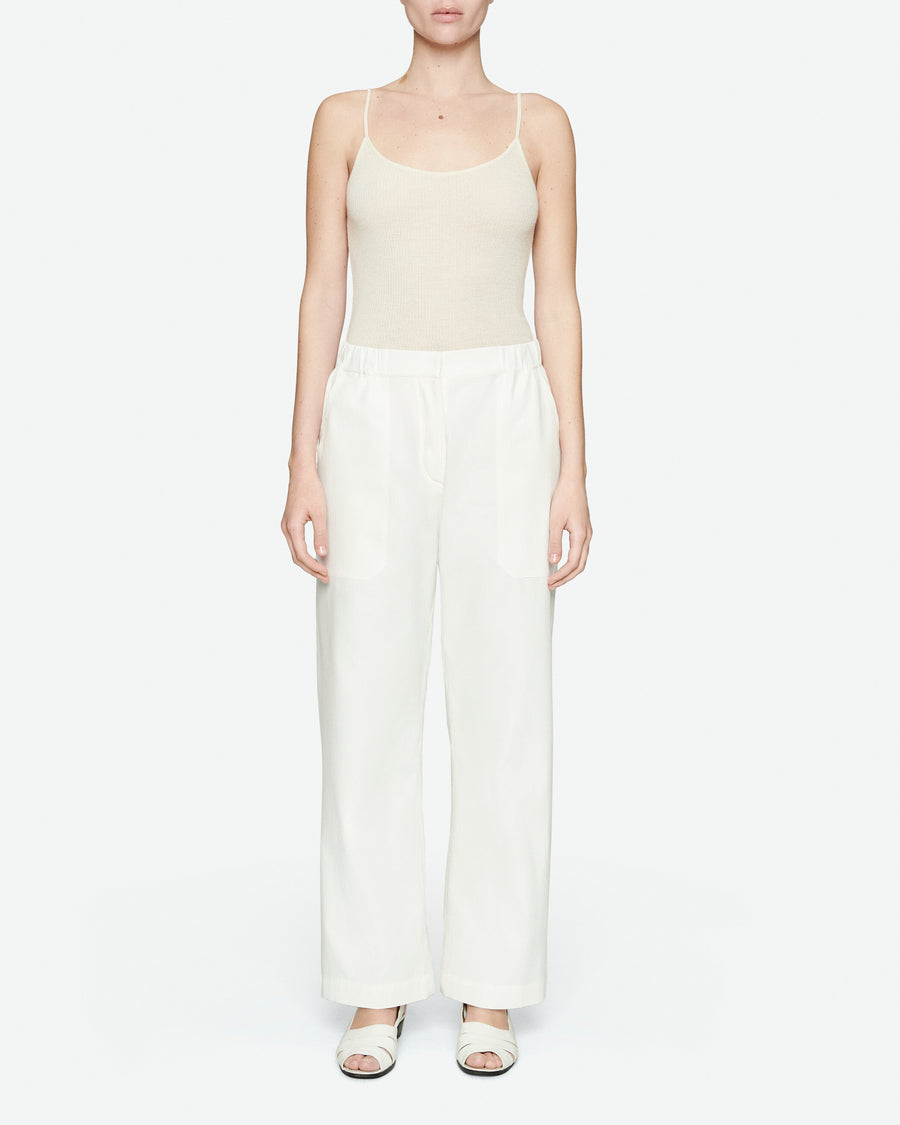 Ecru poplin herringbone cargo pants