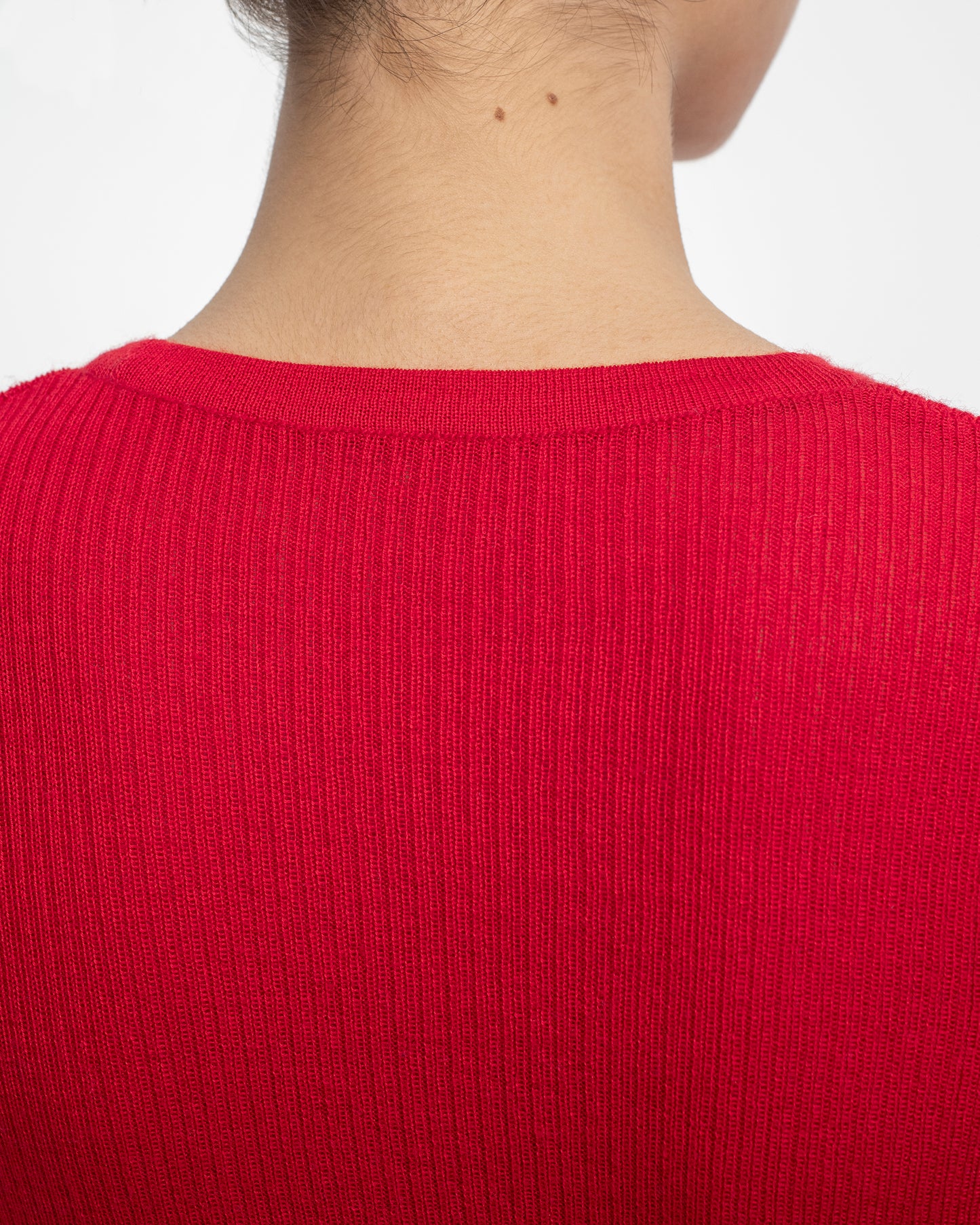 Second-Skin Ribbed Silk and Cashmere Long-Sleeve Top in Red