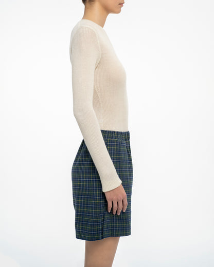 Second-Skin Ribbed Silk and Cashmere Long-Sleeve Top in Cream