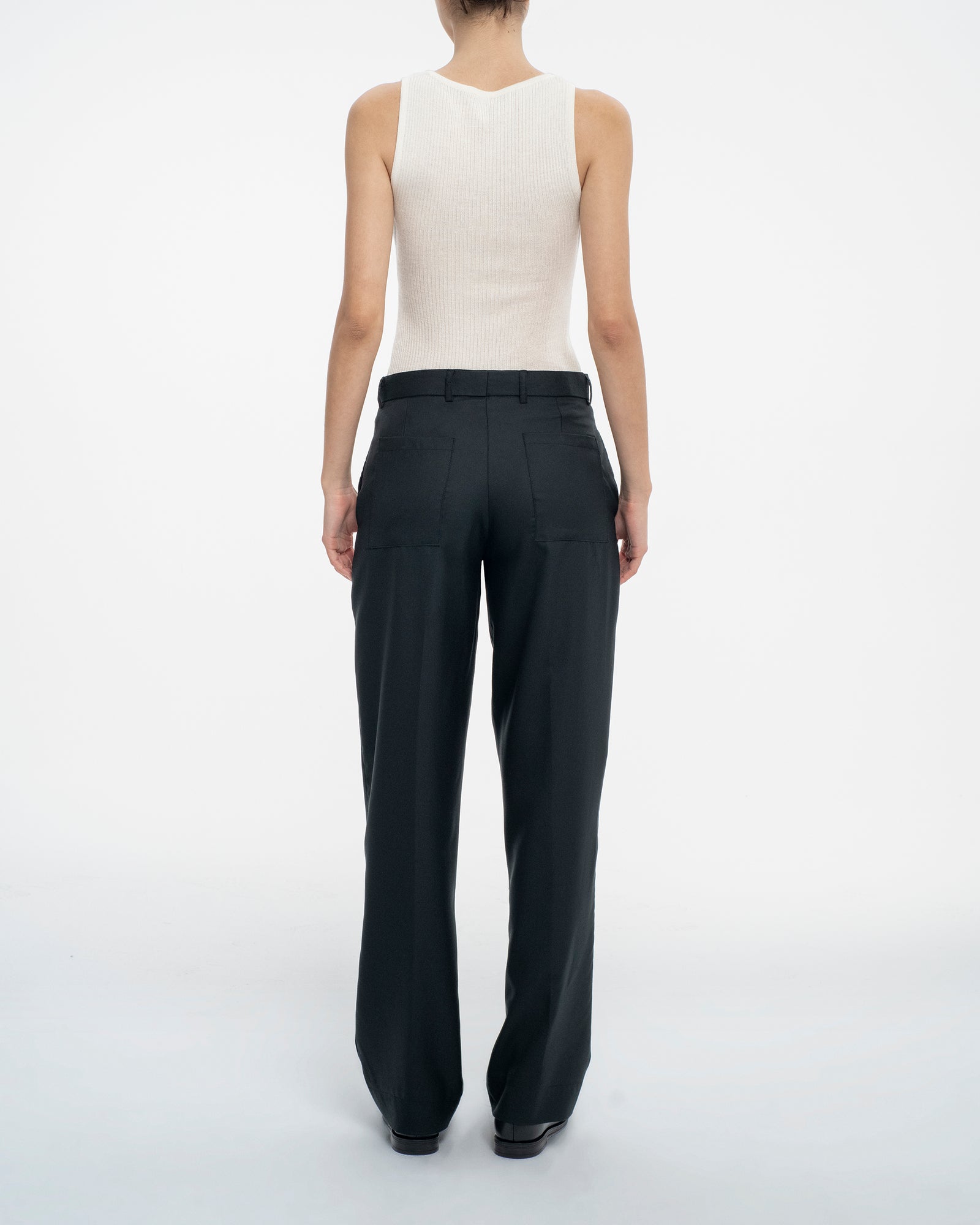 Lightweight Silk and Cashmere Woven Pants in Deep Green
