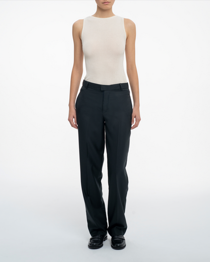 Lightweight Silk and Cashmere Woven Pants in Deep Green